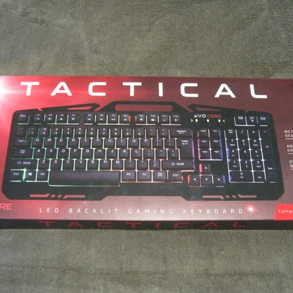 Tactical RGB LED Backlit Gaming USB Metal Keyboard by Evo Core for PC and Mac OS